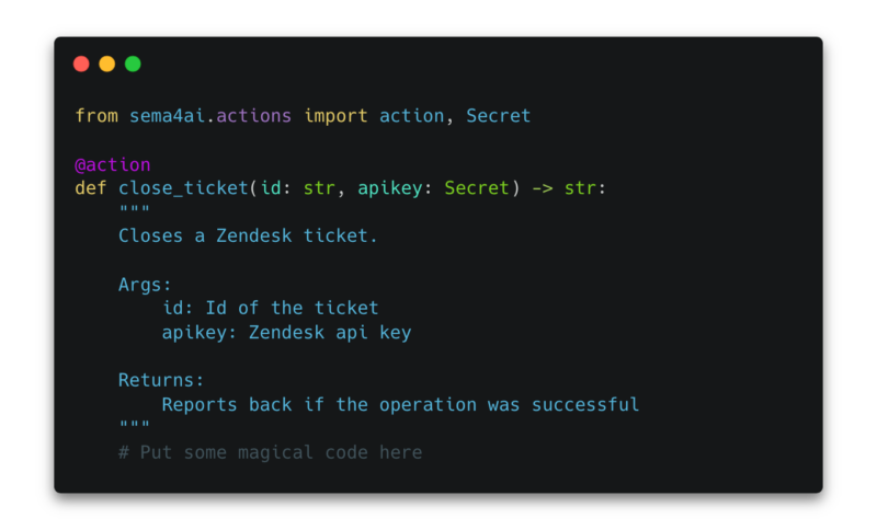 Python code an AI Action