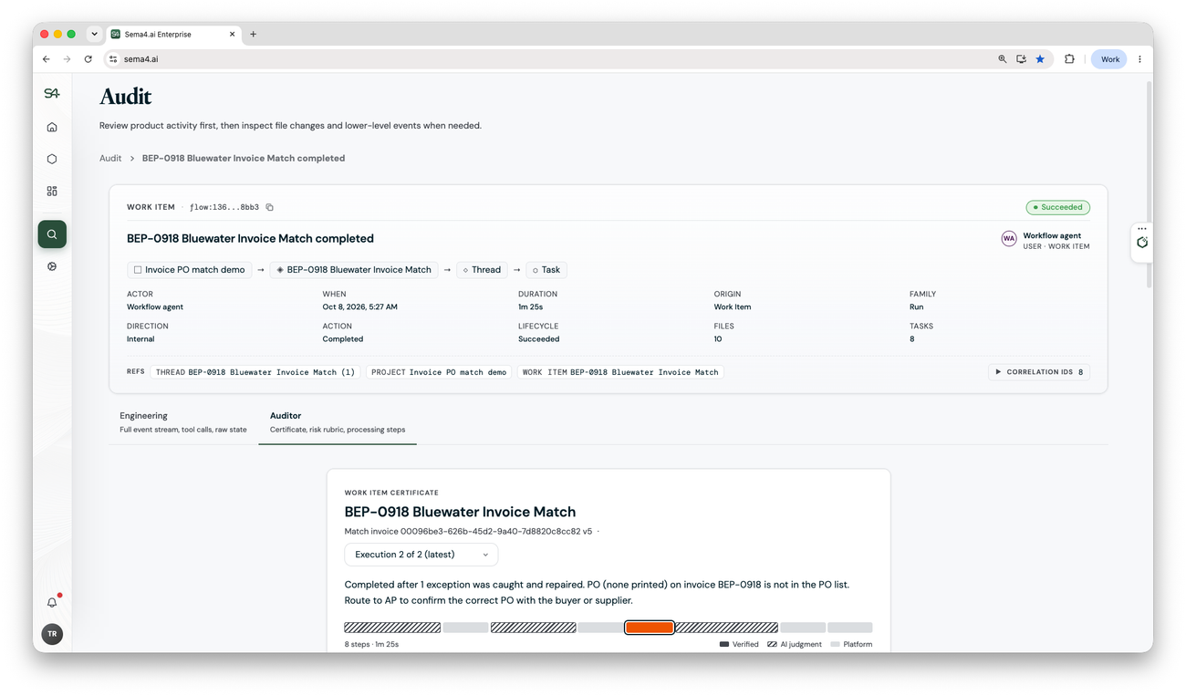 Detailed audit capabilities provide insight through the agent lifecycle. 